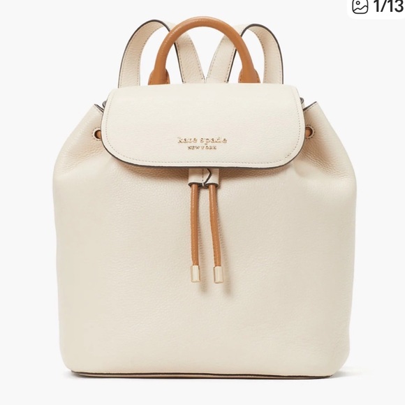 kate spade Handbags - Kate Spade New York Medium Pebbled Leather Backpack Flap Cinch Gold Hardware